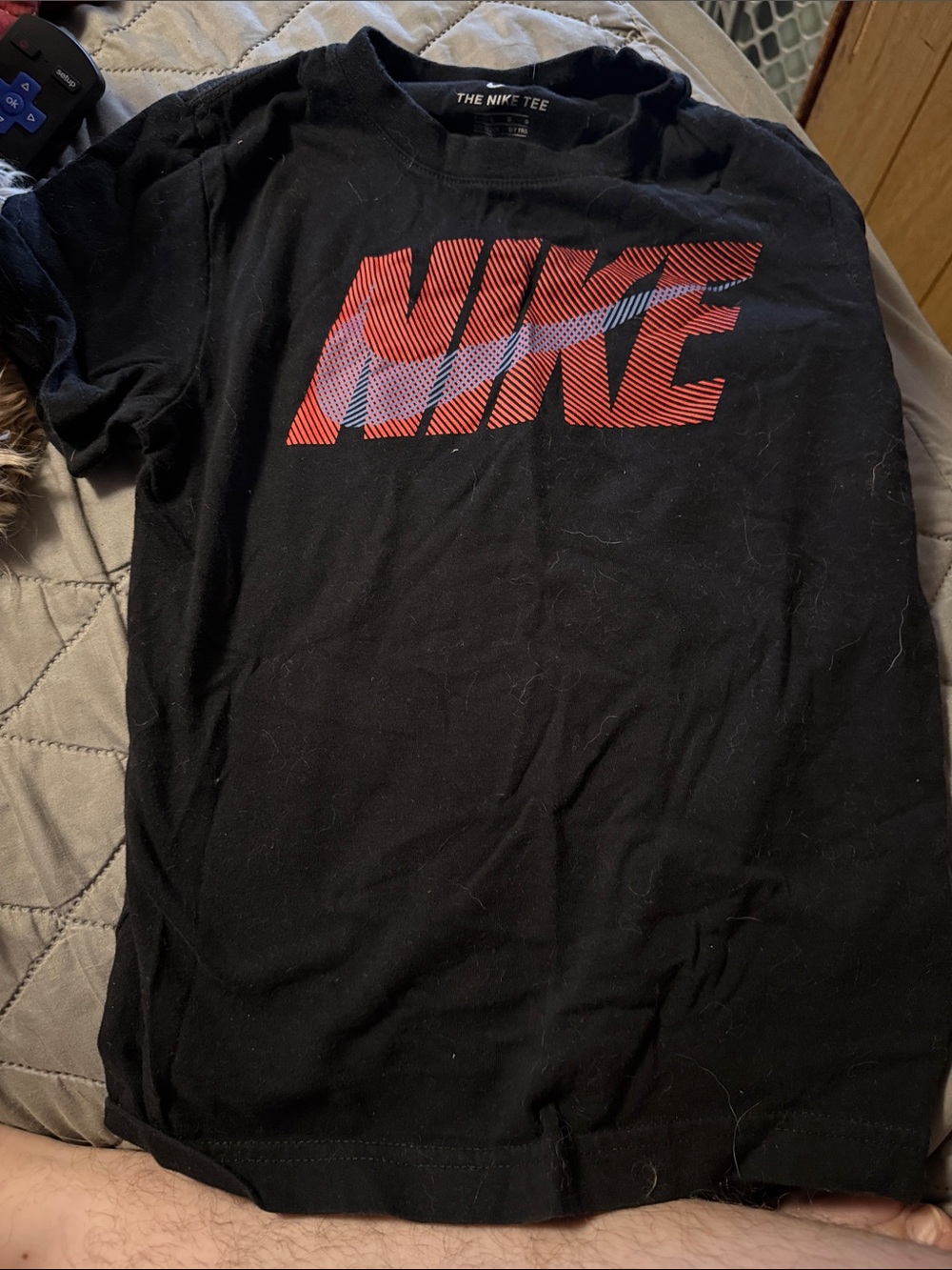 Nike Black Tee with Red and Purple Gradient Logo